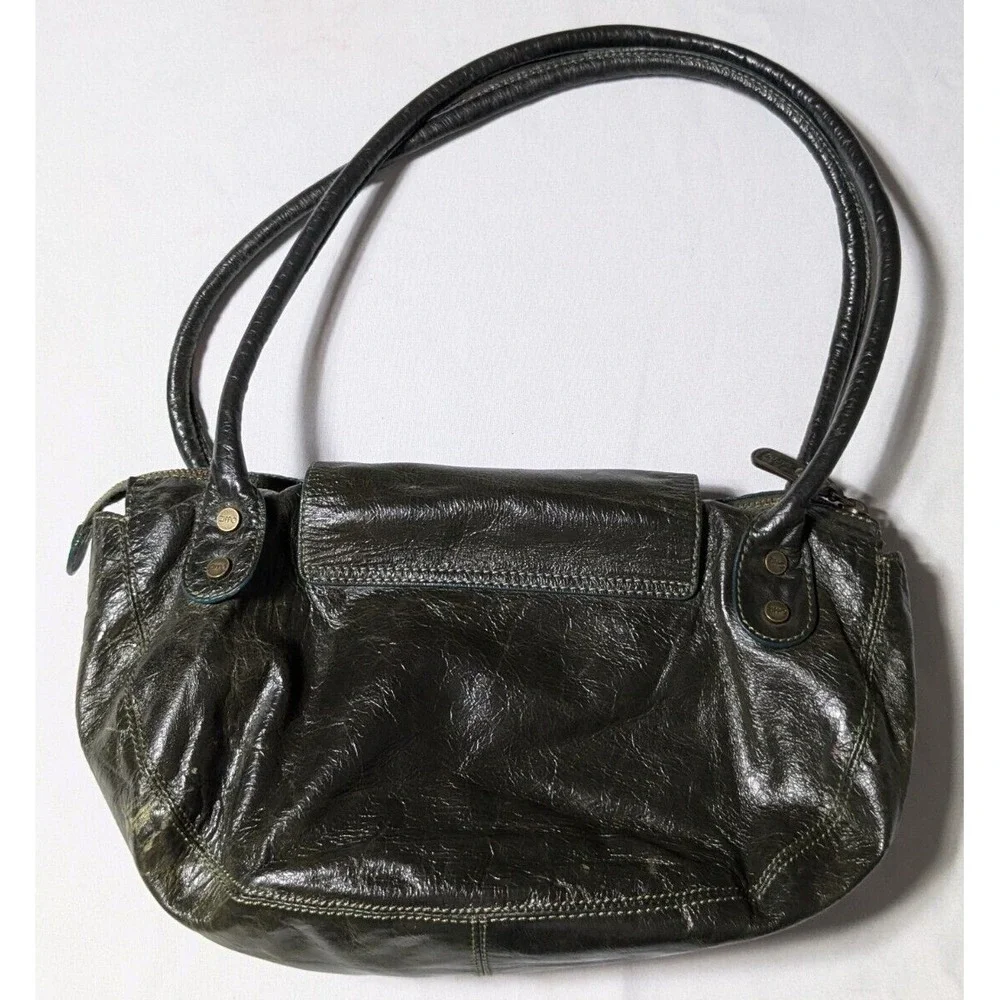 VTG ZIPPO Women Green Leather Shoulder‎ Bag